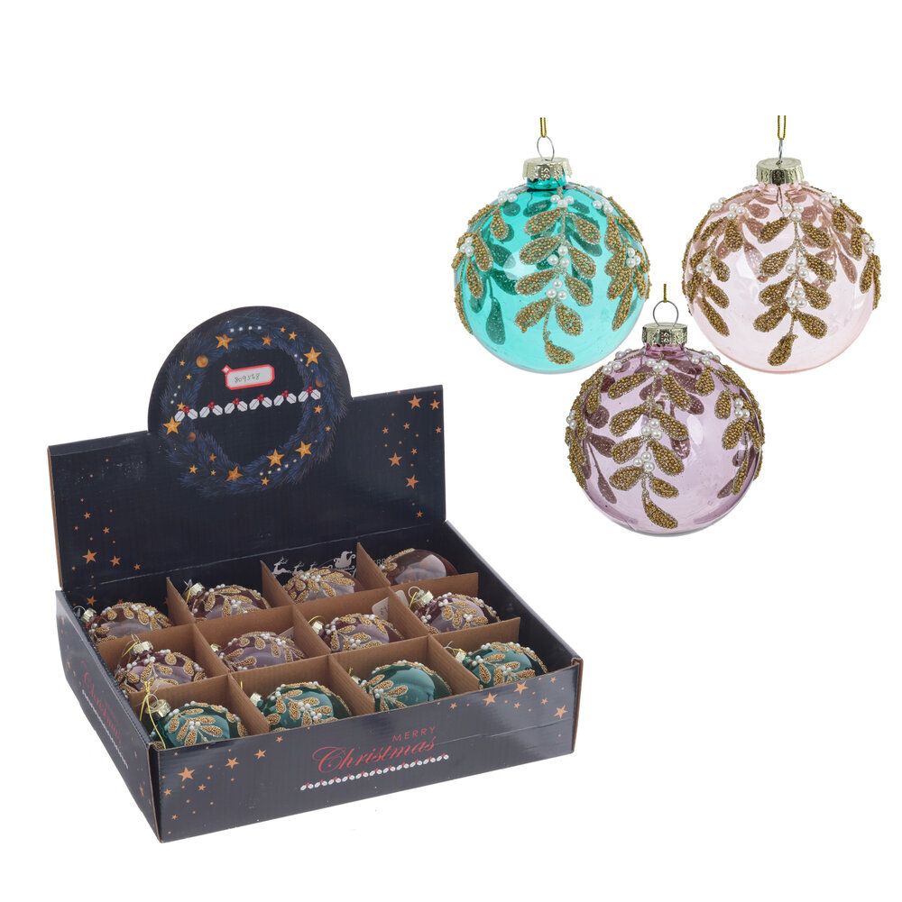 GAEM Набор из 12шт Украшение новогоднее "Шар", D 8 см, L34 W25 H9 см