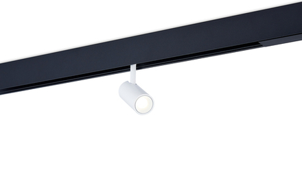 Светодиодный светильник Alpha для SPACE Track system 5Вт, D35xL80 мм, 342Лм, 36°, 3000К, диммируемый 0-10В, Ra >90, белый корпус, черный коннектор