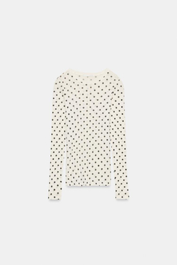 ZARA ФУТБОЛКА SUPIMA® В ГОРОШЕК, ЧЕРНЫЙ/БЕЛЫЙ