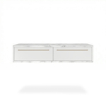 Подвесной туалетный столик консоль Royal 5210 эко (Мрамор Каррара-р.золото)