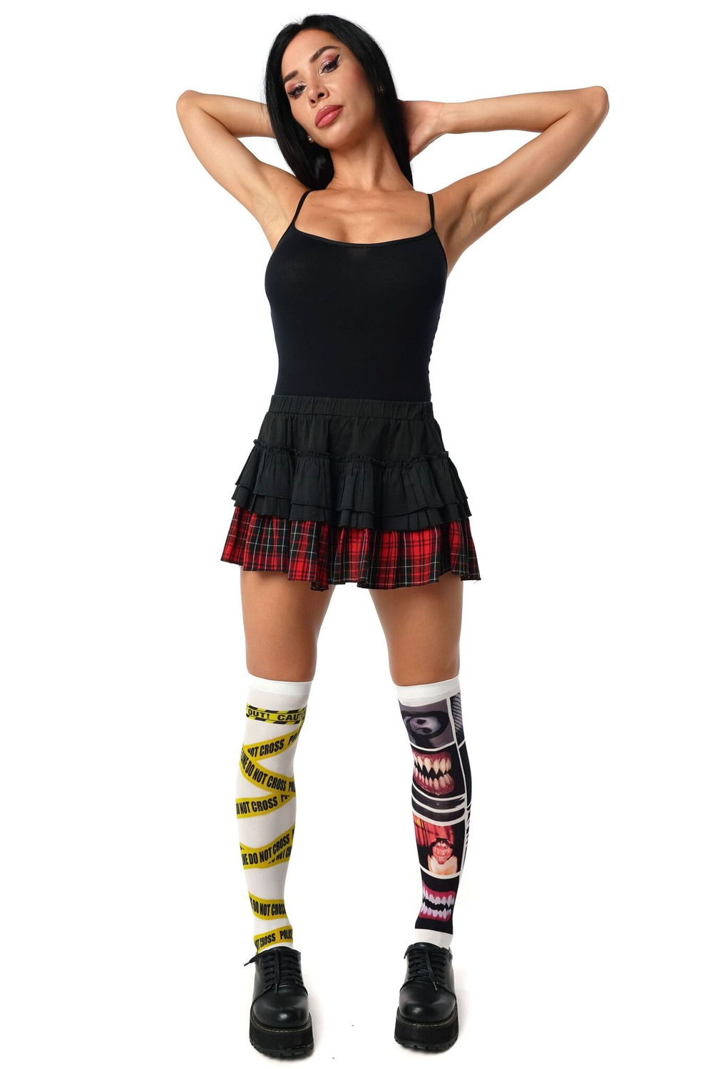 Белые гольфы с принтом по мотивам фильмов-ужасов (Цвет: белый)