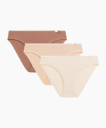 Трусы женские бикини Atlantic, набор из 3 шт., хлопок, светло-кофейные + светло-персиковые + кремовые, 3CLP-001