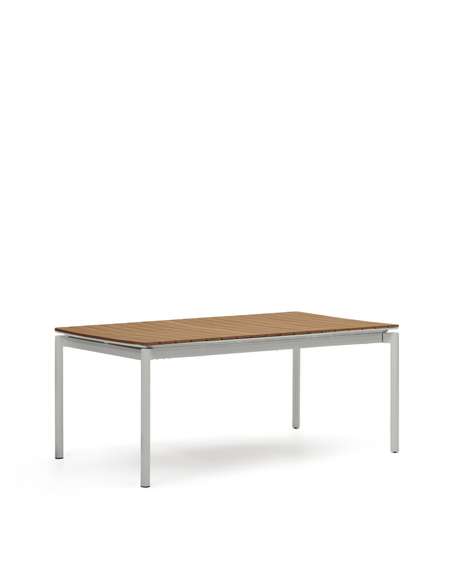 Уличный раздвижной стол Canyelles из полистирола и алюминия светло-серого цвета, 180 (240) x 100