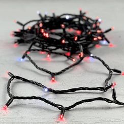 Гирлянда Нить 10 м., Красные с Мерцанием Белого Диода 220В, 75 LED, Провод Черный Каучук, IP65, LTC (LL75BLW-1-2R)