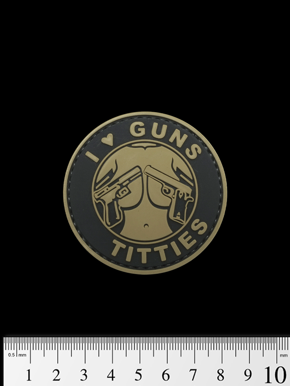 Шеврон I Love Guns & Titties PVC 6см. Койот
