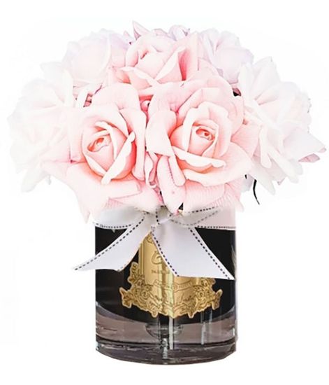 Большой розовый букет роз в черной вазе, Cote Noire