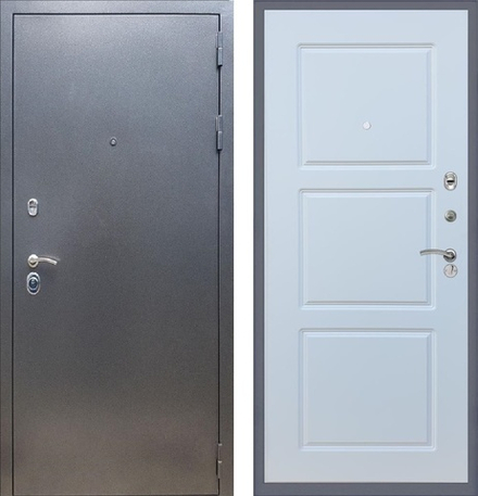 Входная металлическая дверь RеX (РЕКС) Практик 11 Антик серебро / ФЛ-3 Силк сноу