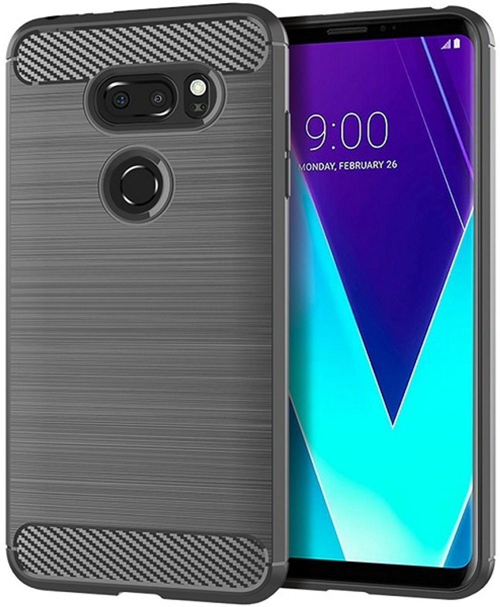 Чехол для LG V30S ThinQ (V30S+ ThinQ, V35 ThinQ) цвет Gray (серый), серия Carbon от Caseport