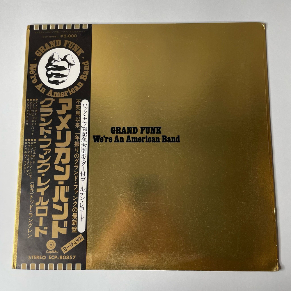 Винтажная виниловая пластинка LP Grand Funk Railroad We're An American Band (Japan 1973) (No Obi) (Gold Vinyl)
