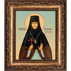 Серафима (Сулимова), Ферапонтовская и Леушинская, преподобномученица, игумения. Икона на холсте. В раме 10 х 12 см.