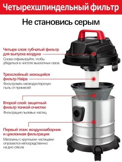 Пылесос строительныйс (1500 Вт, 20 л, сухая и влажная уборка)