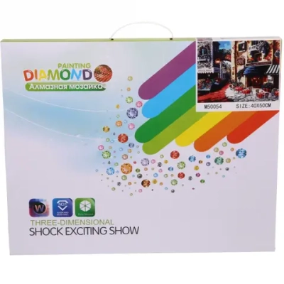 Алмазная мозаика 40*50см «Улочки» с полным заполнением, напечатанной рамкой, на деревянном подрамнике M50054
