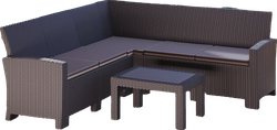 Комплект мебели с угловым диваном под ротанг Калифорния “California“ 188х188 см 5 места с подушками с кофейным столиком арт 77794