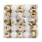 Шары елочные НАБОР 50 предметов "Новогодняя Сказка", пластик, золото/белый, ЗОЛОТАЯ СКАЗКА, 592593