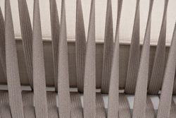 "Касабланка" диван 2-местный плетеный из роупа, каркас алюминий белый муар, роуп бежевый 20мм, ткань бежевая 035