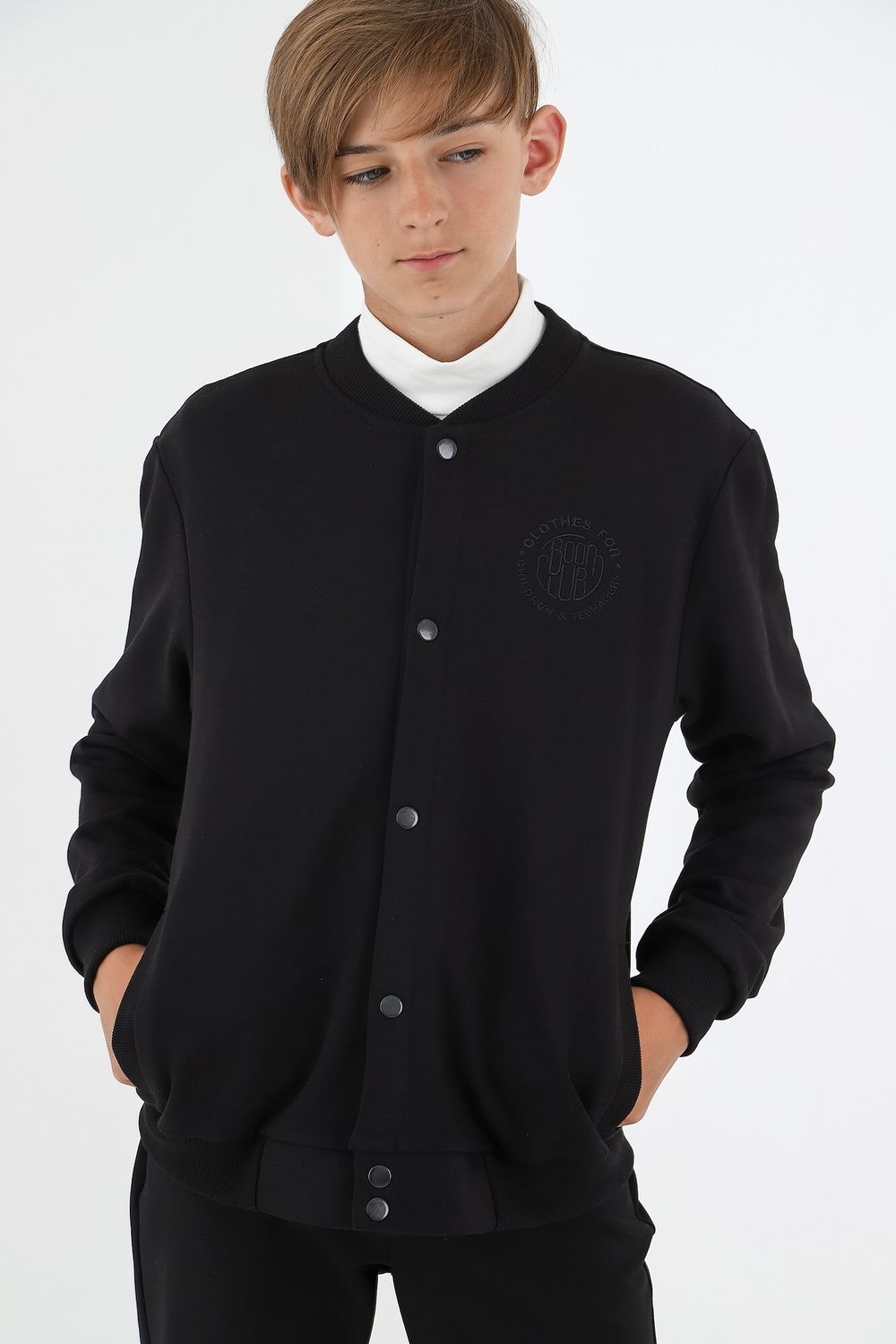 Джемпер для мальчика Бомбер-2 Виотекс ЧЁРНЫЙ