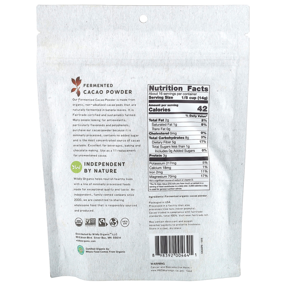 Wildly Organic, Ферментированный порошок какао, 227 г (8 унций)
