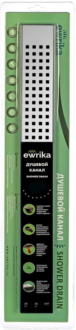 Душевой трап (лоток) EWRIKA 8600260 60 см, с сифоном