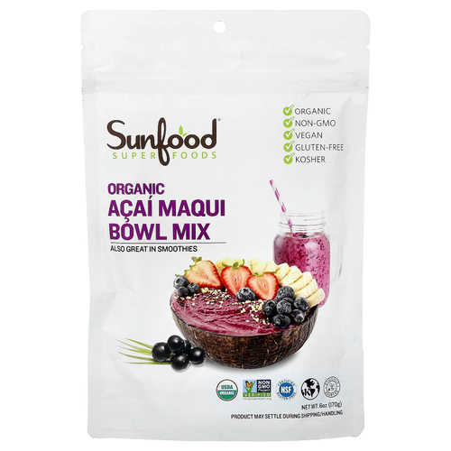 Sunfood, Superfoods, смесь для приготовления блюд с органическим асаи и аристотелией, 170 г (6 унций)