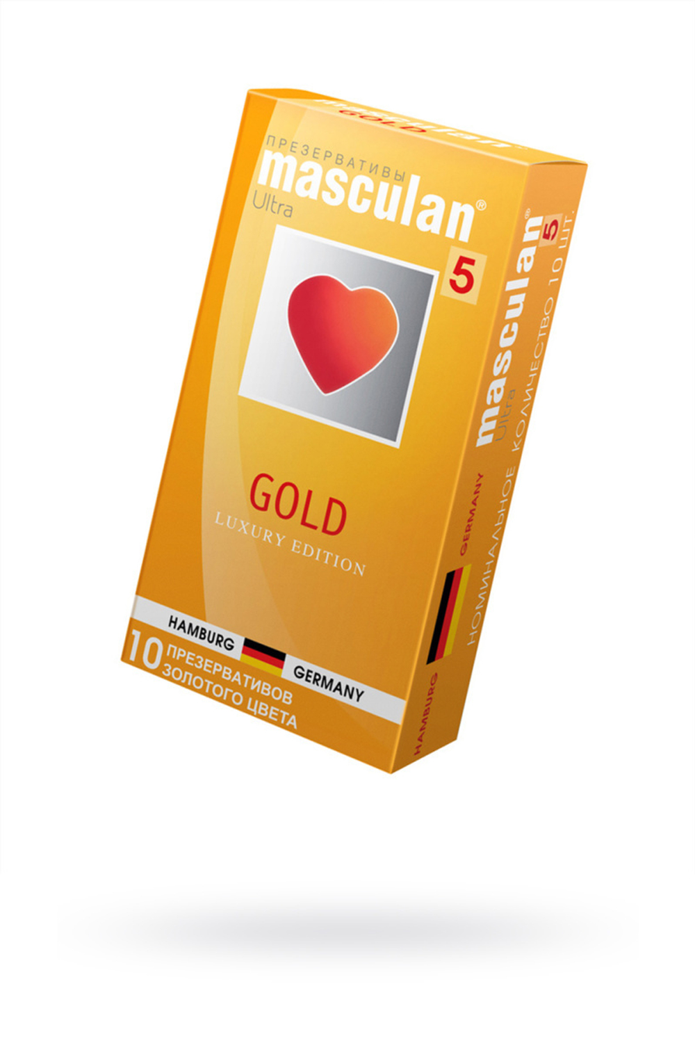 Презервативы Masculan Gold золотого цвета, с ароматом ванили 10 шт.