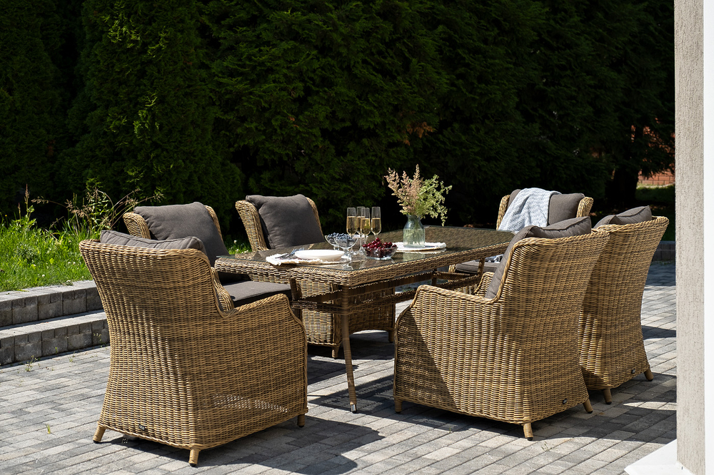 "Неаполь" обеденная группа плетеная из искусственного ротанга, цвет соломенный