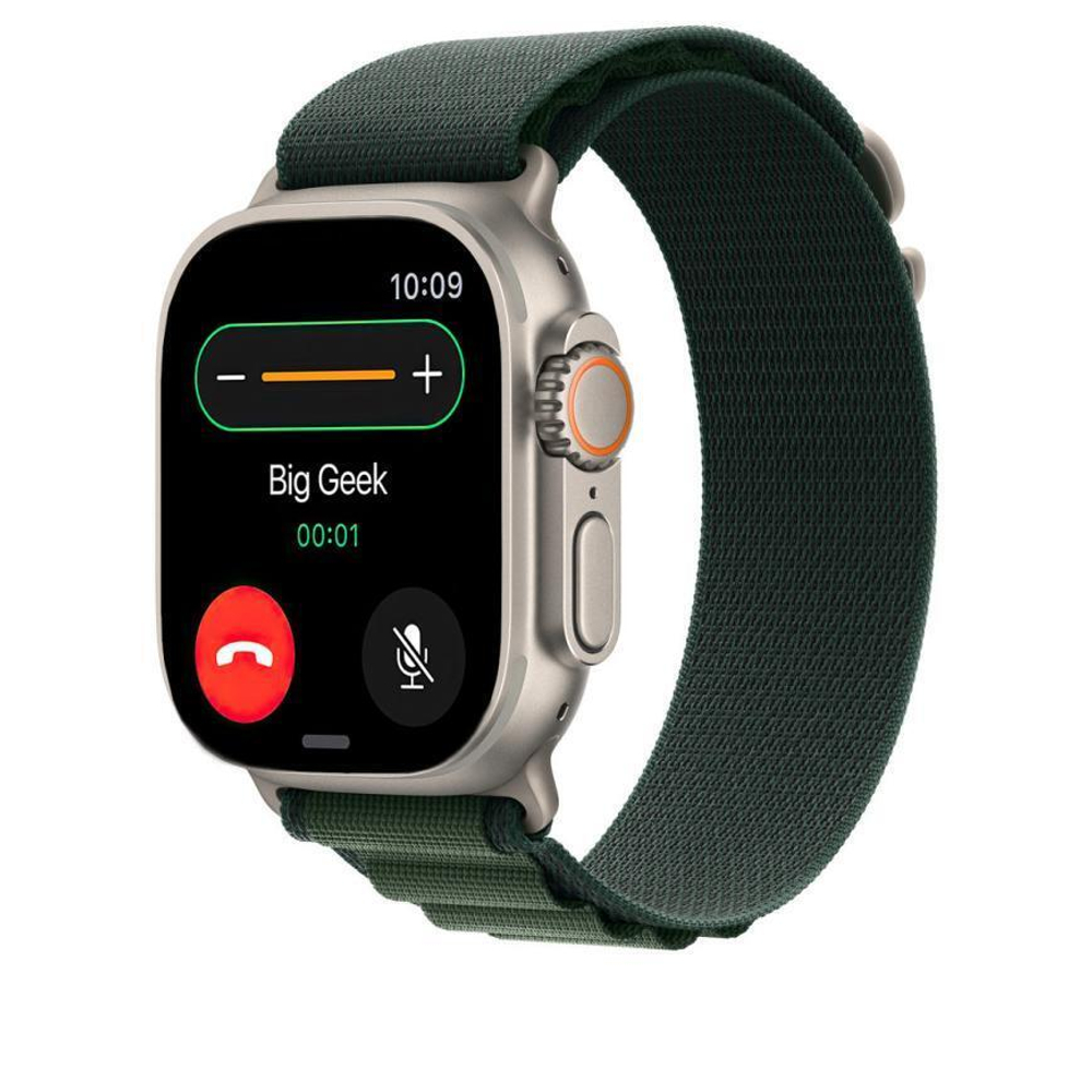 Браслет Apple Alpine Loop, тёмно-зелёный со светлой пряжкой, для Apple Watch 44, 45, 46 мм, Ultra и Ultra 2 (дизайн 2024), Средний