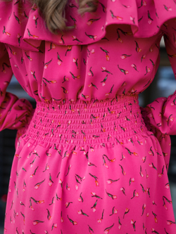 Платье для девочки нарядное с цветочками розовое