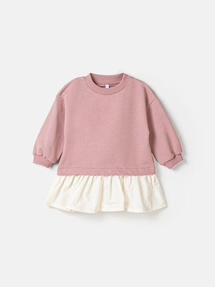 Платье с хлопковой юбкой "Дымчатая роза"