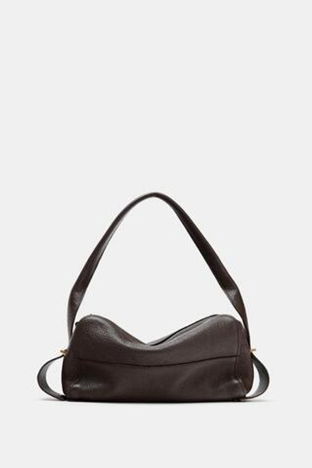 ZARA КОЖАНАЯ СУМКА С ПЛЕЧЕВЫМ РЕМНЕМ, КОРИЧНЕВЫЙ