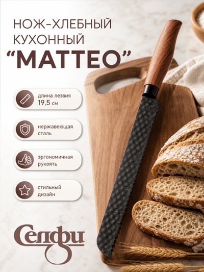 Нож кухонный «МАТТЕО» хлебный 19,5см