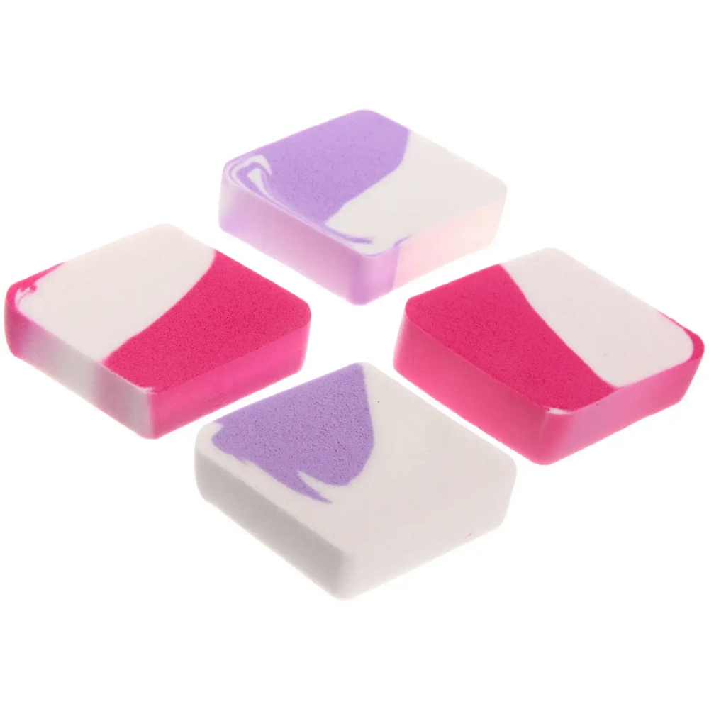 Спонжи для макияжа 4шт «ЭФФЕКТО», микс два цвета розовый и фиолетовый, 4см