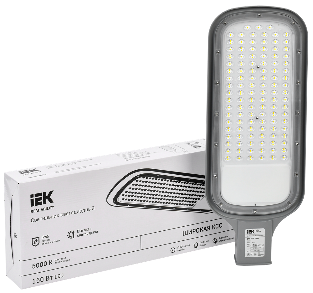 Светильник светодиодный консольный ДКУ 1012-150Ш 5000К IP65 серый IEK