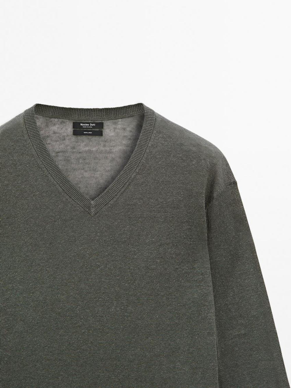 Massimo Dutti Свитер из 100% льняной ткани, свинцовый