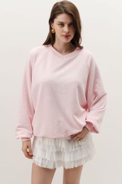 Свитшот с V-образным вырезом нежно-розового цвета
