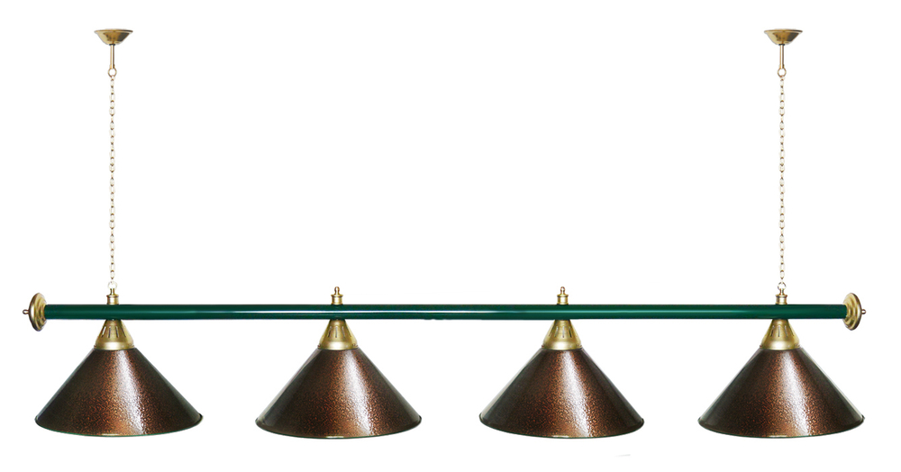 Лампа STARTBILLIARDS 4 пл. (плафоны зеленые,штанга золотая,фурнитура золото)