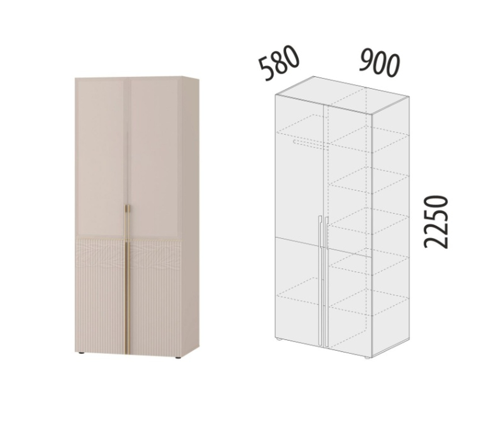 Флоренция-904 (DaVita) 904.13 Шкаф двухдверный с полками и штангой