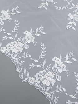 Вышивка на сетке кипельно-белая неэластичная ширина 24 см ОТРЕЗЫ