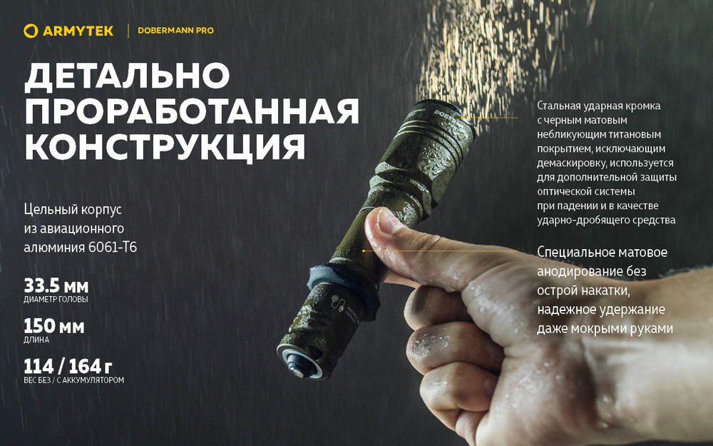 Фонарь тактический подствольный Armytek F07501WO Dobermann Pro Magnet USB Olive (теплый свет)