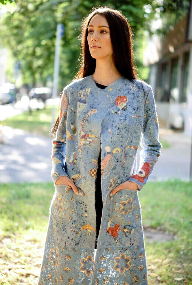 Кардиган "Кандинский", по мотивам картины Кандинского «Небесно-голубое»