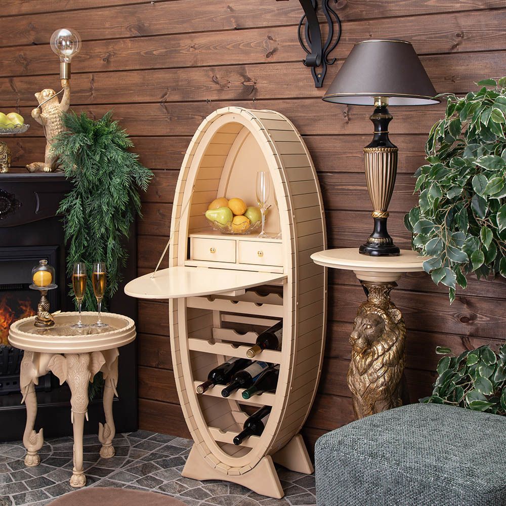 Настольная лампа Ваза Ребристая Бронза с абажуром №38 Мокко