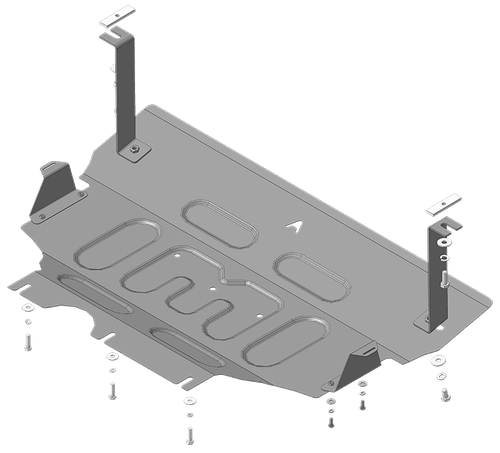 Стандартная защита Motodor картера Двигателя, КПП. 1,5 мм, Сталь. для Volkswagen Golf VII 2012-2019, Audi A3 2012-2019, Volkswagen Passat B8 2015-н.в., Skoda Octavia III 2013-2020, SEAT Leon 2012-2015 арт.52303