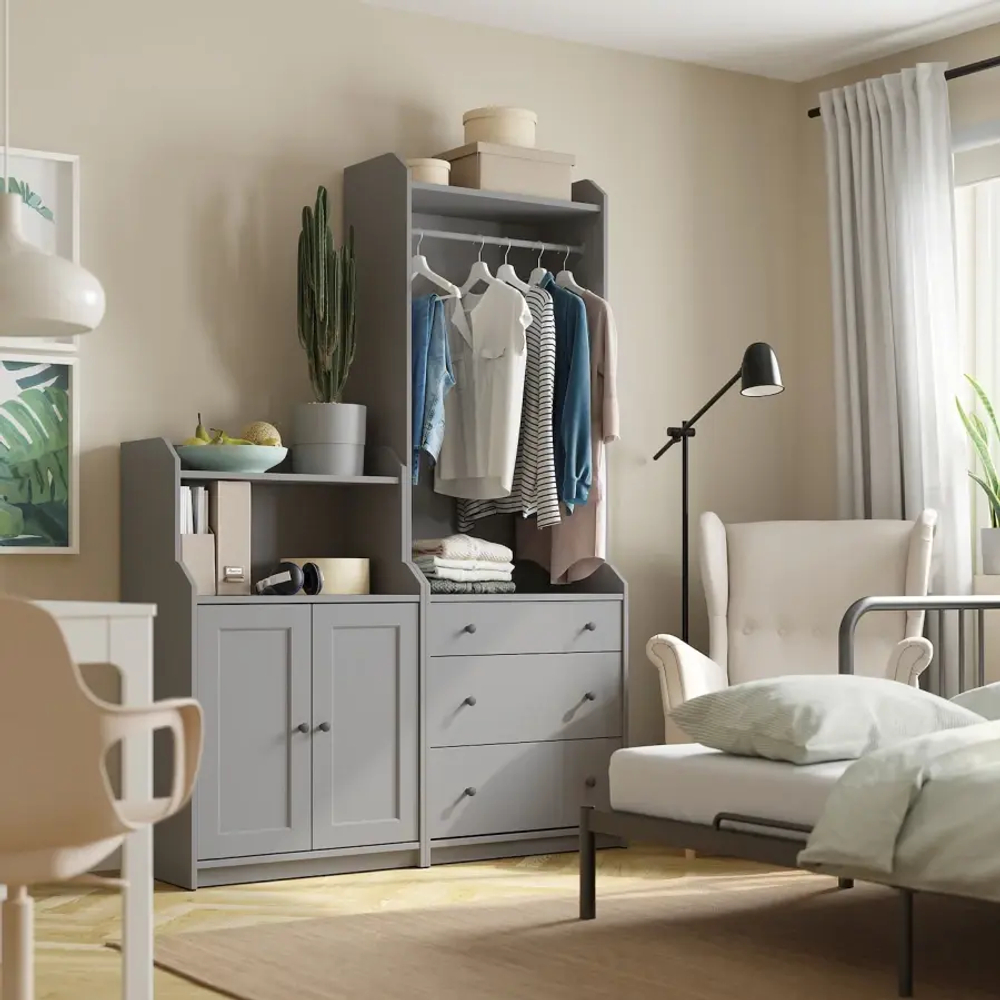 Шкаф - HAUGA IKEA/ХАУГА ИКЕА, 46х139х199 см, серый
