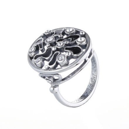 "Мозаика"  кольцо в серебряном покрытии из коллекции "Black & White" от Jenavi