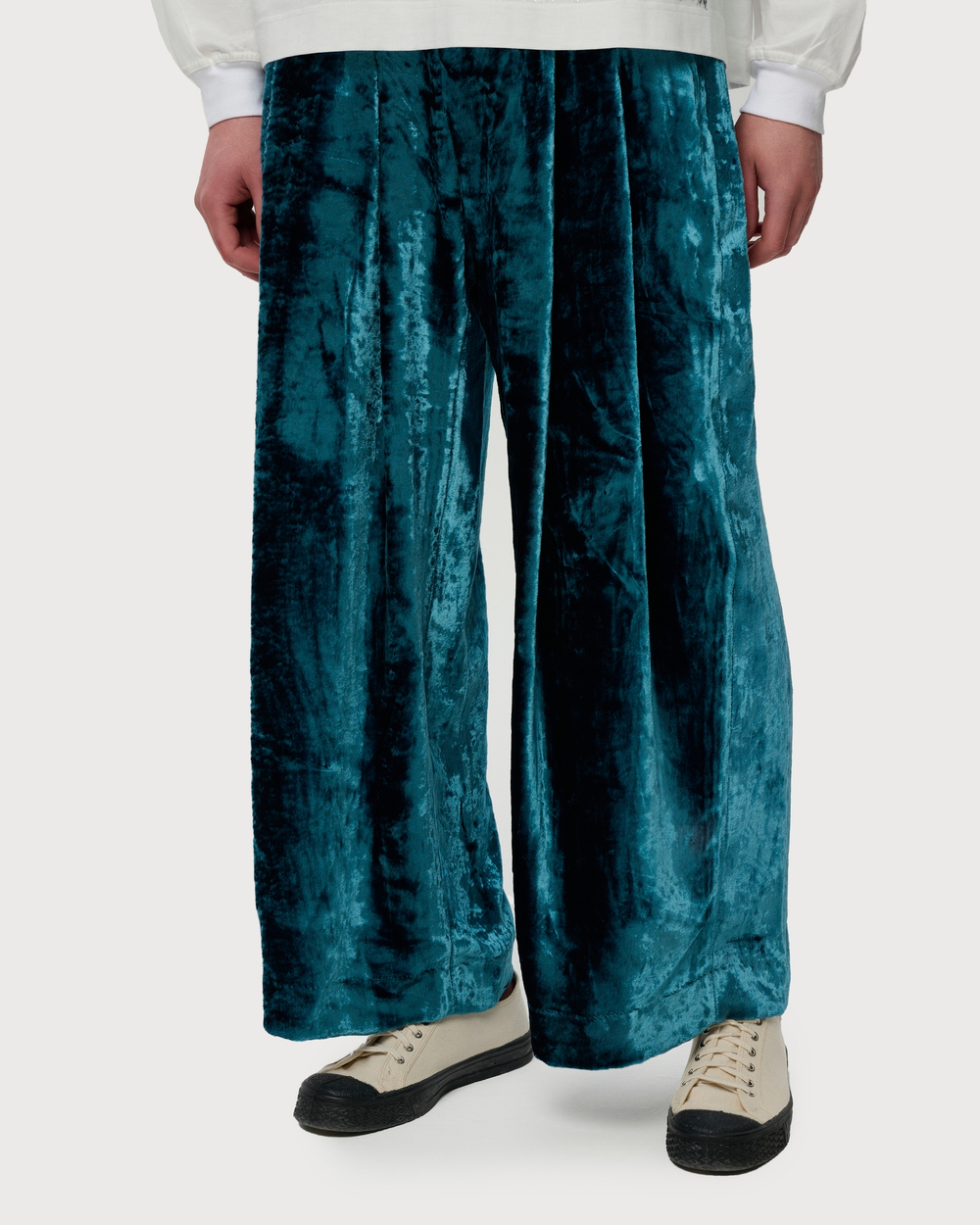 SHINYAKOZUKA БРЮКИ БАРХАТНЫЕ БИРЮЗОВЫЕ Dear, BAGGY