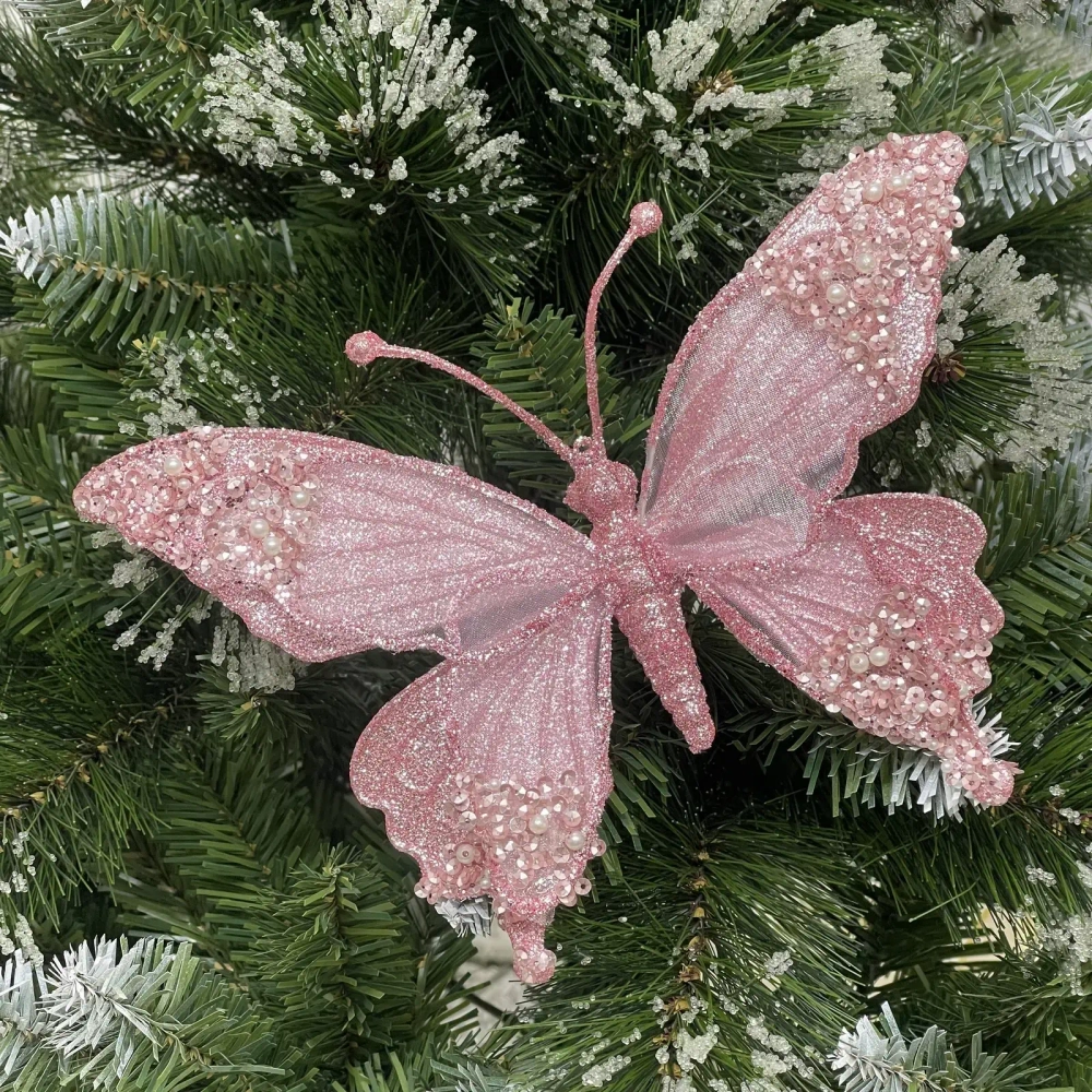 Украшение новогоднее «Бабочка - Изящный полет» 24.5*9*17 см, Розовый