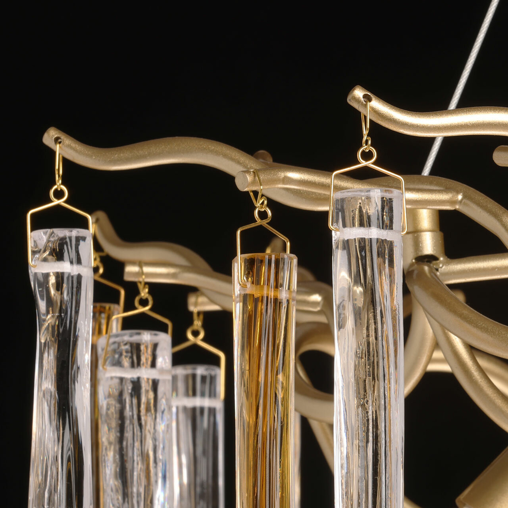 Люстра подвесная MW-Light Лайма, золотая, 10 ламп E14, 400 Вт, 20 кв м