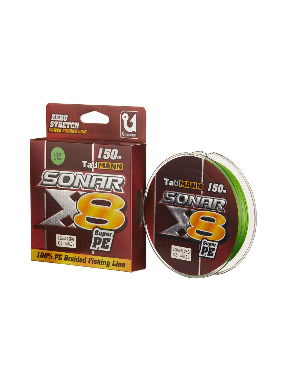 Плетеный шнур для рыбалки TauMANN Sonar PE X8 150m #0.4 (0.10mm) Light Green