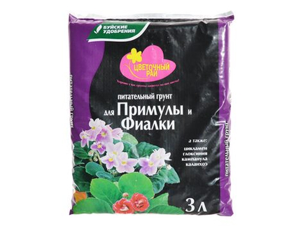 Грунт ЦВЕТОЧНЫЙ РАЙ для примулы и фиалки 3л.