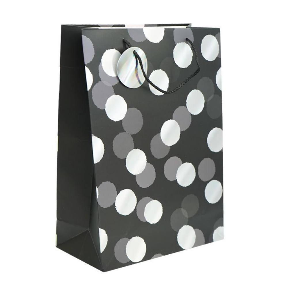 Пакет подарочный "Черный с кругами" 31*12*42см