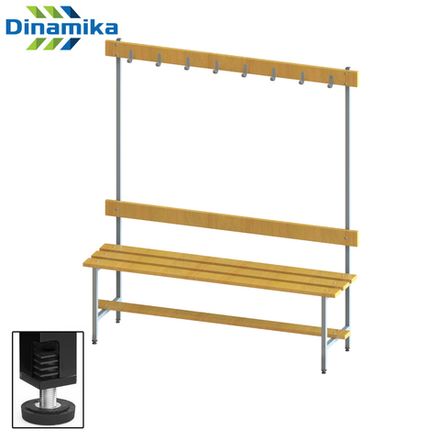 Скамейка для раздевалки с вешалкой 1500 мм сиденье из фанеры с РО